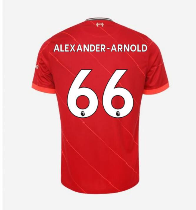 2021/22 Liverpool Home Kit Soccer Jersey with ALEXANDER-ARNOLD 66 printing